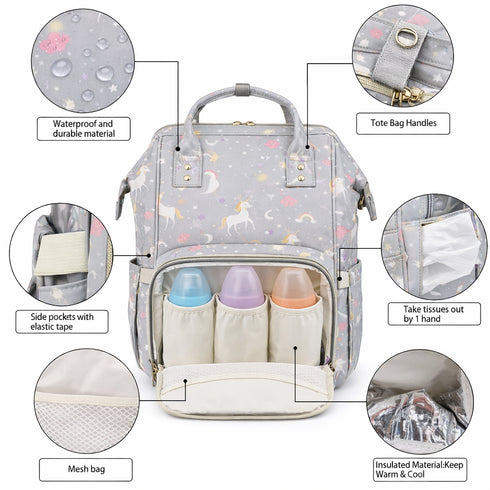 Baby Diaper Bag (Waterproof) Unicorn Sand - Sunshine