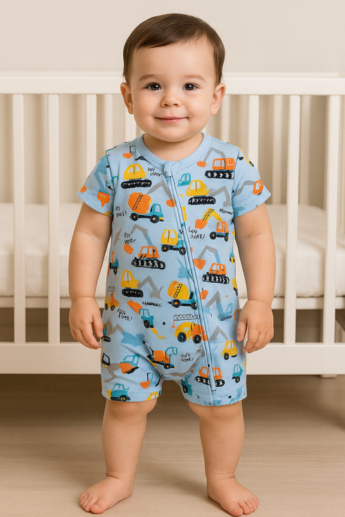 Busy Builder Zip-Up Romper