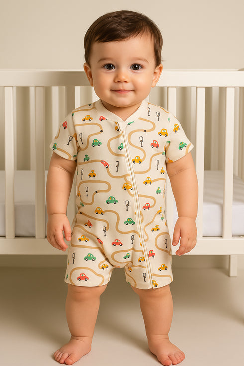Road Network Zip-Up Romper