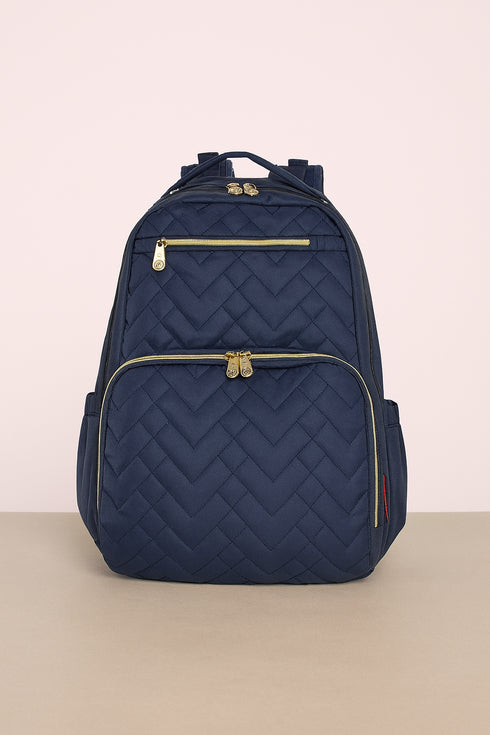 Morgan Quilted Diaper Backpack – Blue