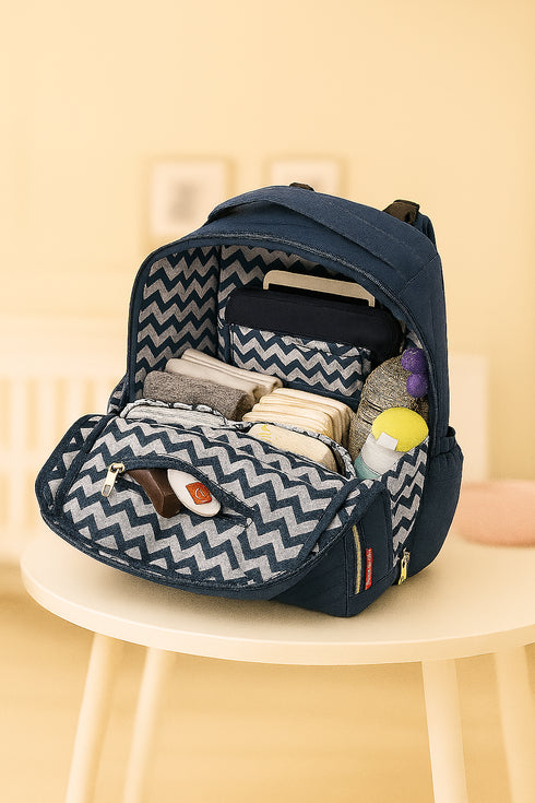 Morgan Quilted Diaper Backpack – Blue