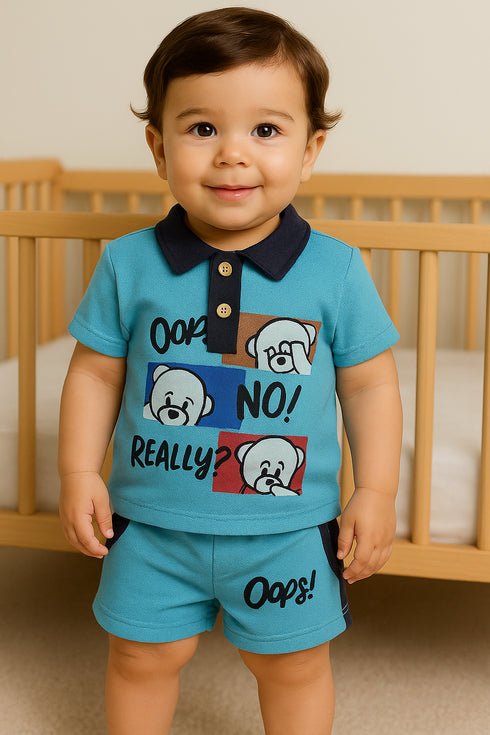 Panelled Polo Short Set