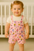 Pink Patterned Dungaree Romper