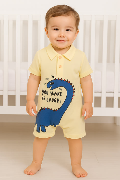Yellow Gigglesaurus Polo Romper