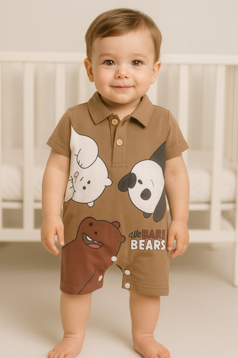 Beige Bare Bears Polo Romper
