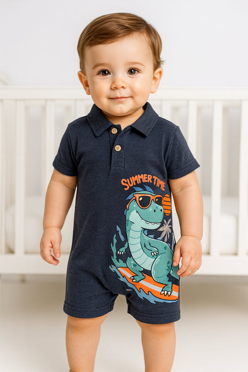 Summer Time Dino Polo Romper