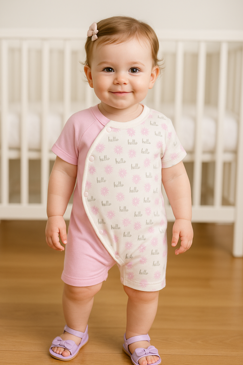 Flower Printed Raglan Sleeve Romper