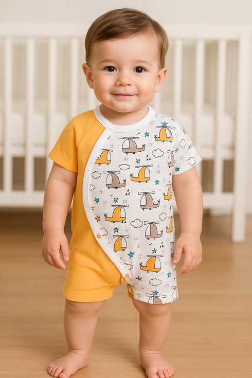 Helicopter Printed Raglan Sleeve Romper