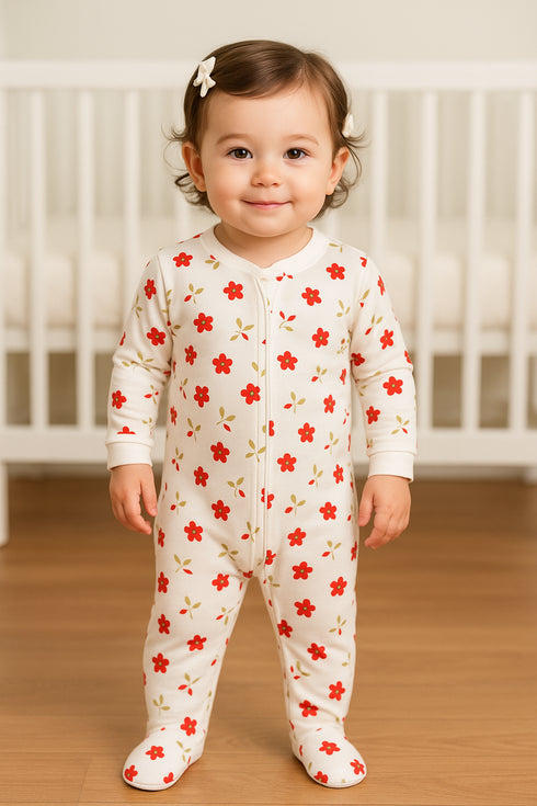 Spring Bloom Interlock Footed Sleepsuit