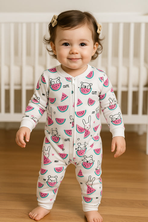 Bunny Bites Interlock Sleepsuit