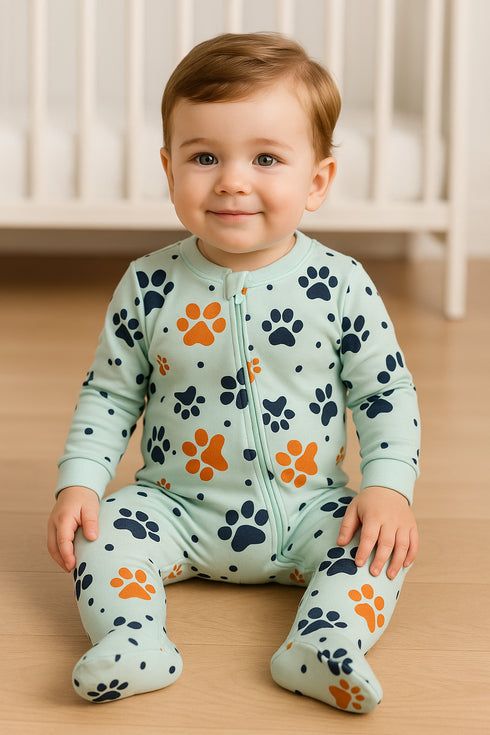 Paw Parade Interlock Footed Sleepsuit