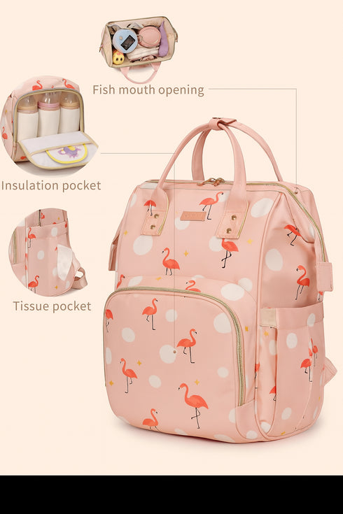 Flamingo Diaper Bag (Waterproof) - Orange