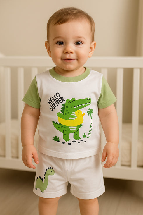 Tropical Croc Interlock Short Set