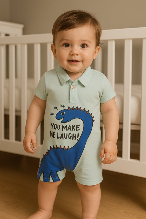 Green Gigglesaurus Polo Romper