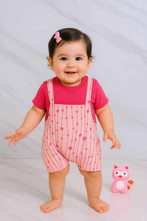 Falling Hearts Dungaree Romper