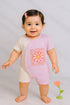 Flower Pattern Raglan Sleeve Romper
