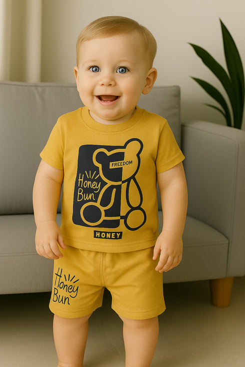 Honey Bun Bear Cotton Short Set