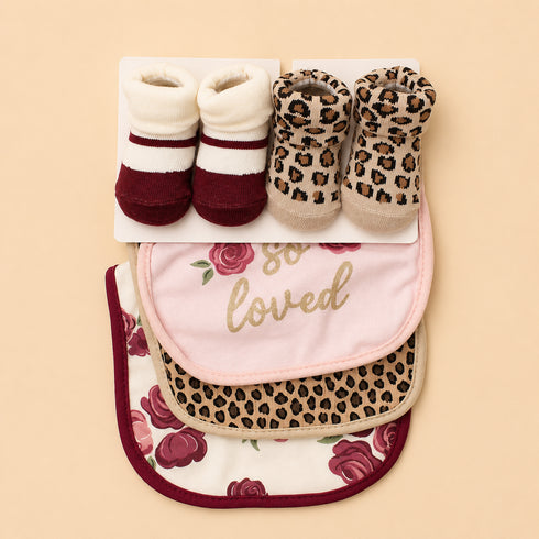 5 Pcs Baby Bibs & Booties Gift Set