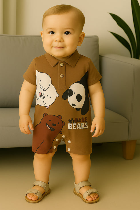 Beige Bare Bears Polo Romper