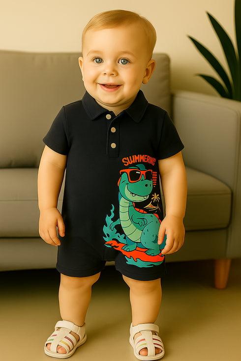 Summer Time Dino Polo Romper