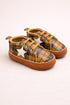 White Star Camel Checkered Velcro Baby Sneakers