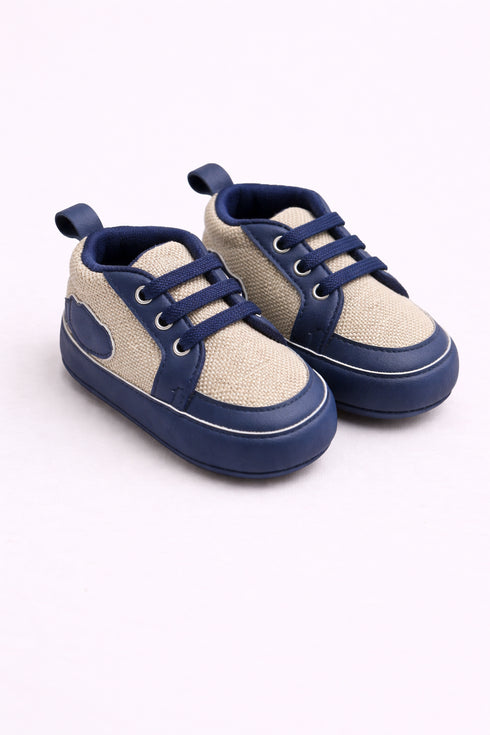Navy Cloud Sand Checkered Velcro Baby Sneakers