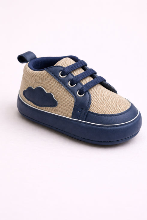 Navy Cloud Sand Checkered Velcro Baby Sneakers