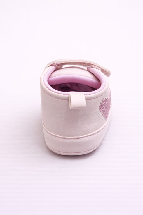 Baby Pink Hearts Shines Velcro Sneakers