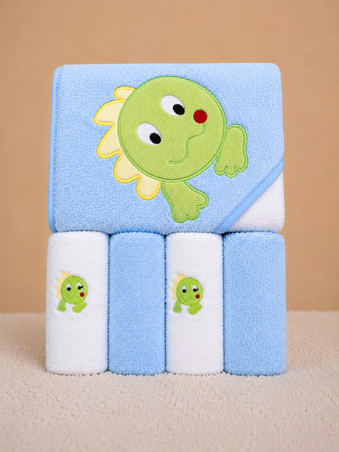 5-Pcs Sunny Baby Hooded Towel Set (Blue)