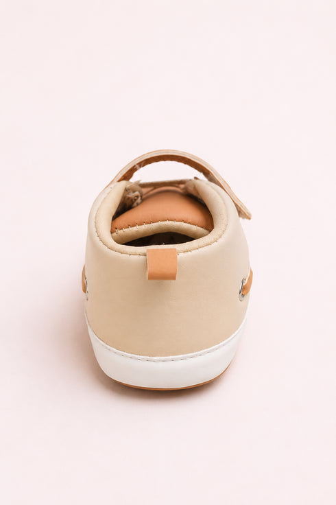 Baby Classic Velcro Strap Sneakers (Brown & White)