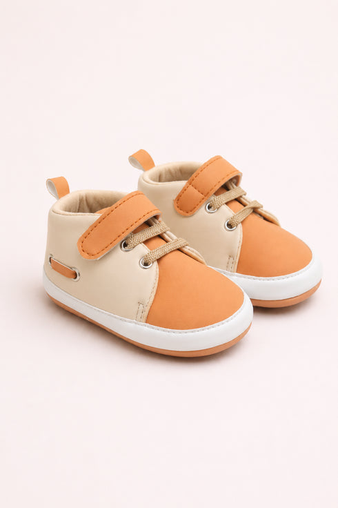 Baby Classic Velcro Strap Sneakers (Brown & White)