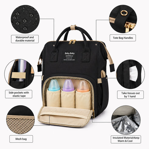 2-in-1 Diaper Backpack & Portable Crib (Black)