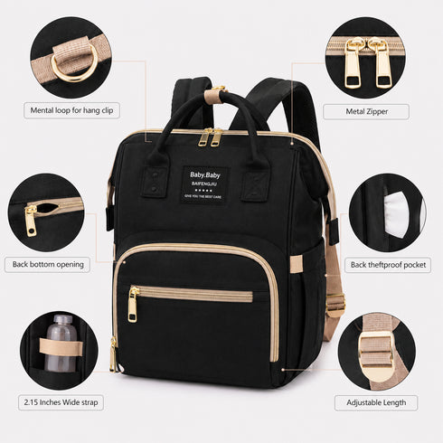 2-in-1 Diaper Backpack & Portable Crib (Black)