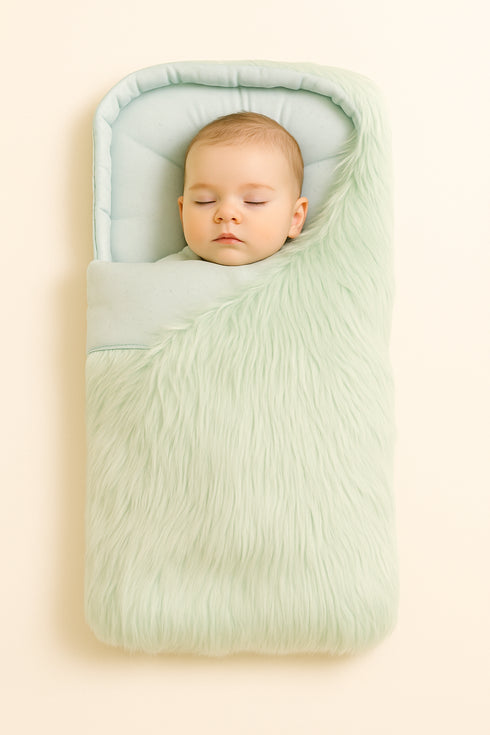 Mint Fur Carry Nest – Cozy Baby Sleeping Bag (Unisex)