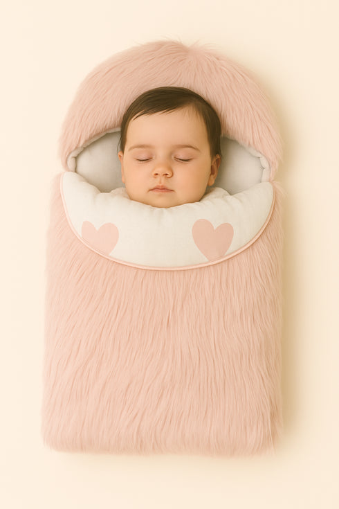 Fur Heart Carry Nest (Pink)