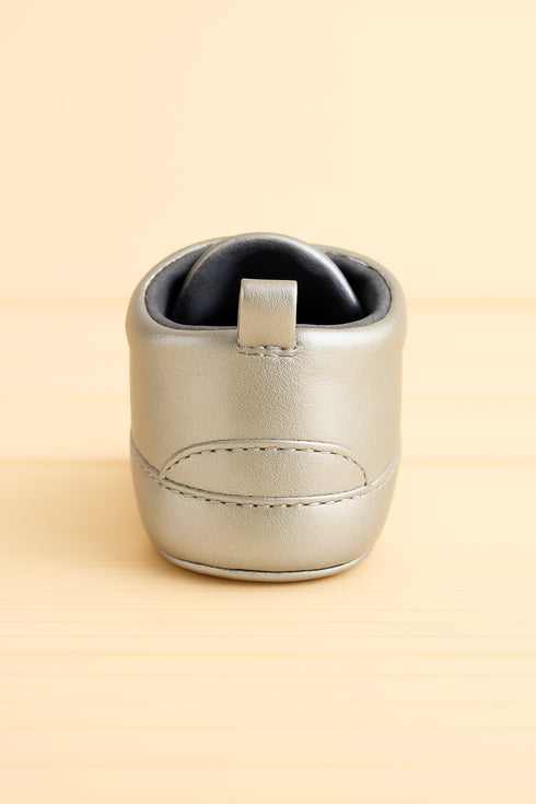 Baby Metallic Silver Bow Prewalker Shoes