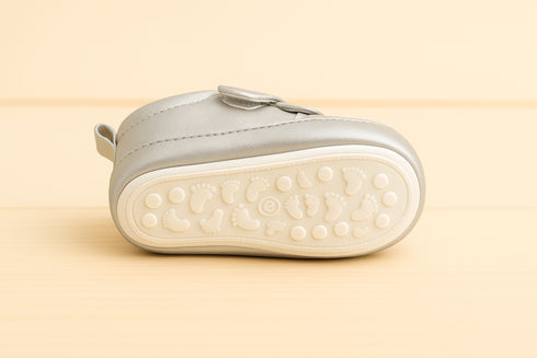 Baby Metallic Silver Bow Prewalker Shoes