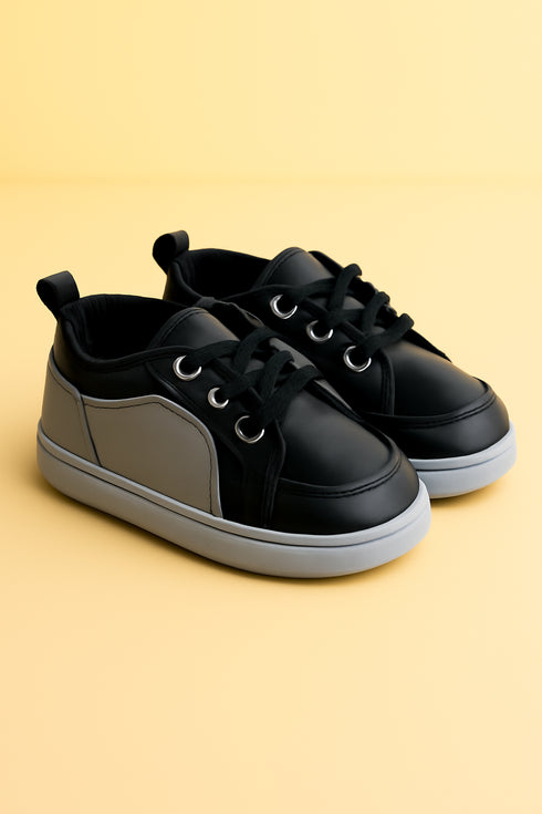 Black & Charcoal Baby Sneakers