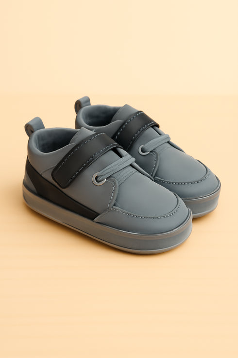 Gray and Black Toddler Velcro Baby Sneakers