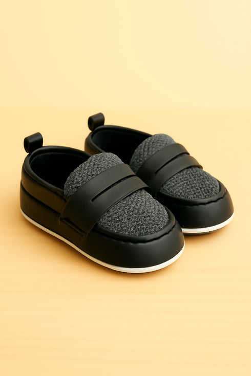 Gray and Black Baby Loafers