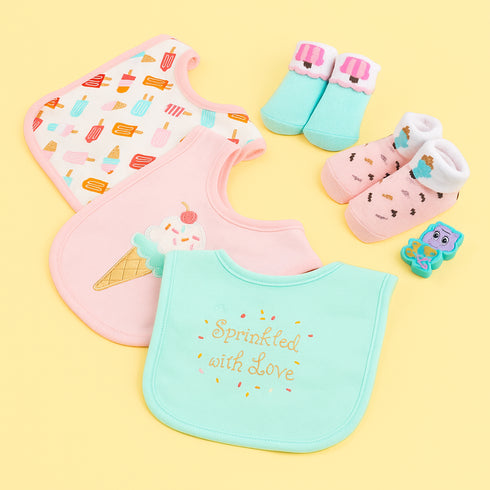 5 Pcs Baby Bibs & Booties Gift Set