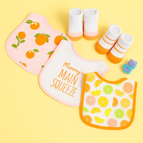 5 Pcs Baby Bibs & Booties Gift Set