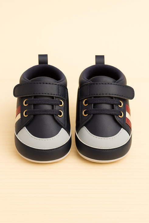 Navy Blue Striped Baby Sneaker