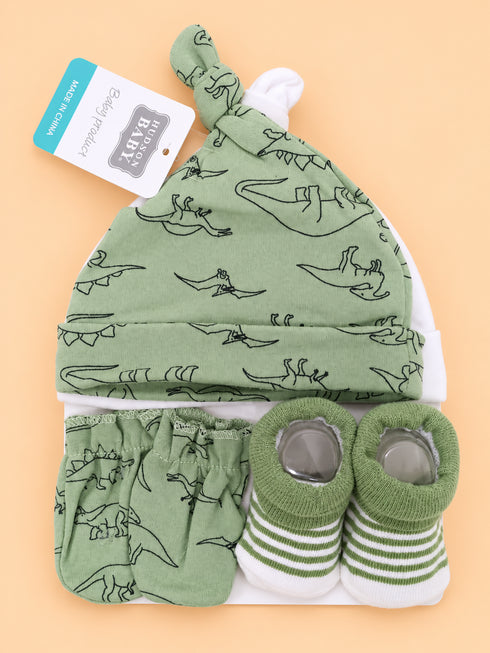 4-Pcs Baby Caps, Mittens & Socks Gift Set