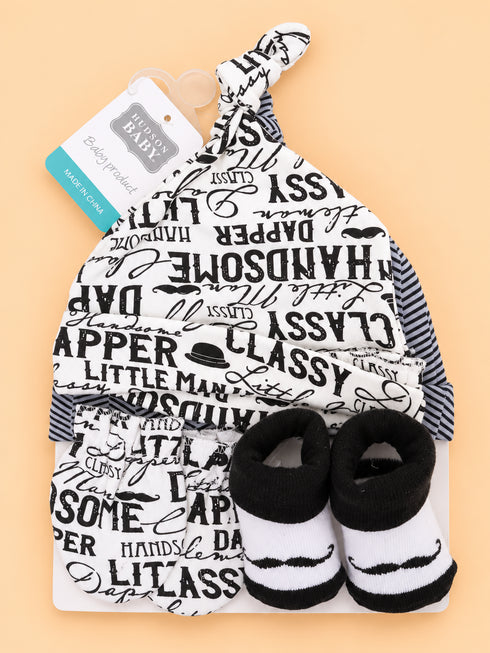 4-Pcs Baby Caps, Mittens & Socks Gift Set