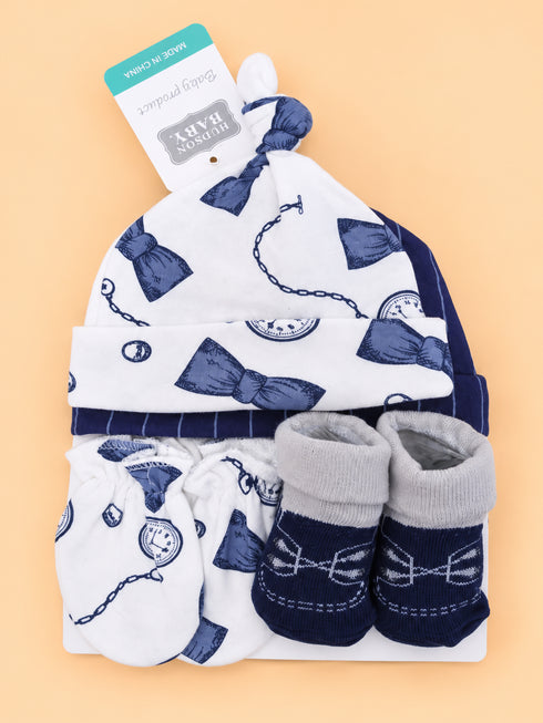 4-Pcs Baby Caps, Mittens & Socks Gift Set