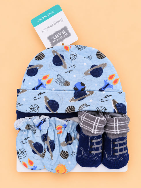 4-Pcs Baby Caps, Mittens & Socks Gift Set
