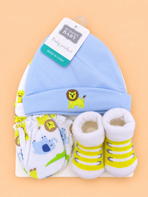 4-Pcs Baby Caps, Mittens & Socks Gift Set