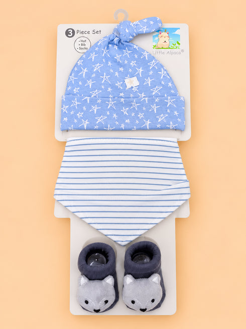 3-Pcs Baby Hat, Bib & Socks Gift Set