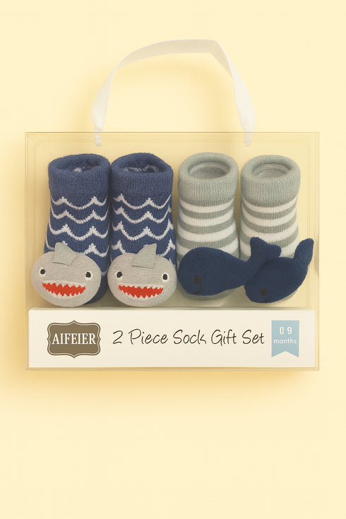 Baby Sock Gift Set – Shark & Whale (0-9 Months)